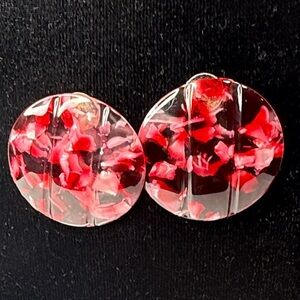 SASSY JONES Red Floral Resin Round Stud Earrings
